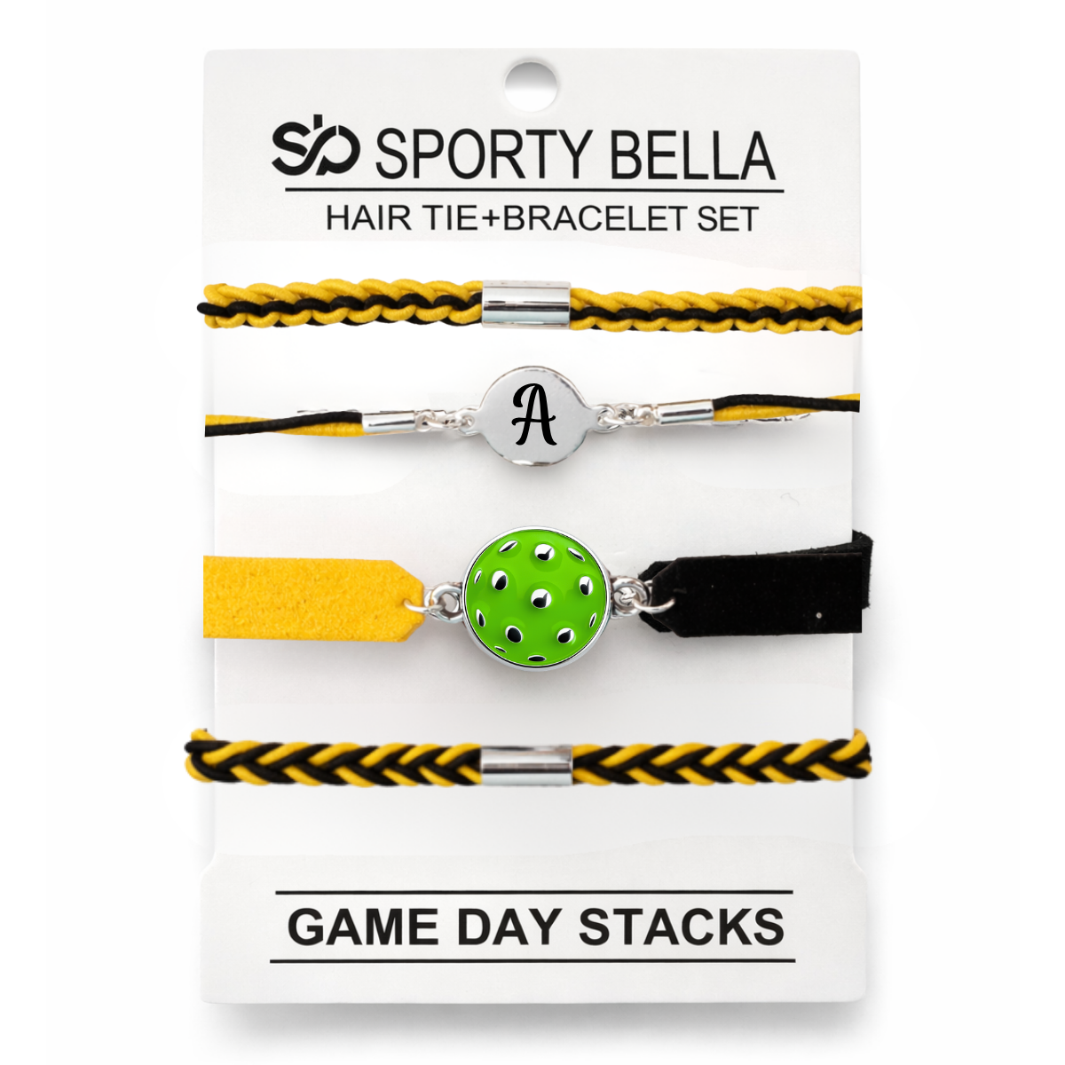 Personalized Pickleball Hair Tie Bracelet Sets