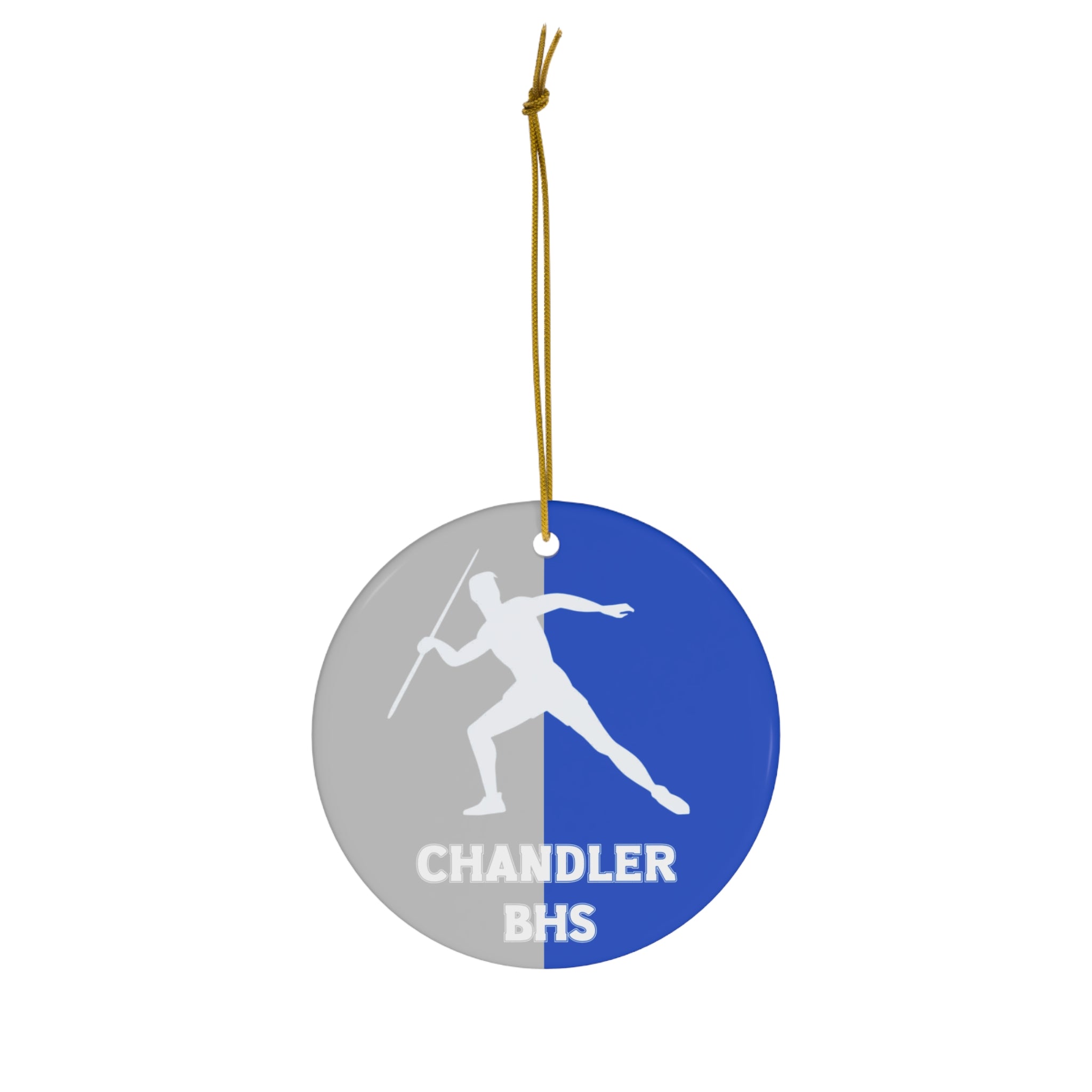 Javelin Ornament, Personalized Boys Track and Field Christmas Ornament, Ceramic Tree Ornament