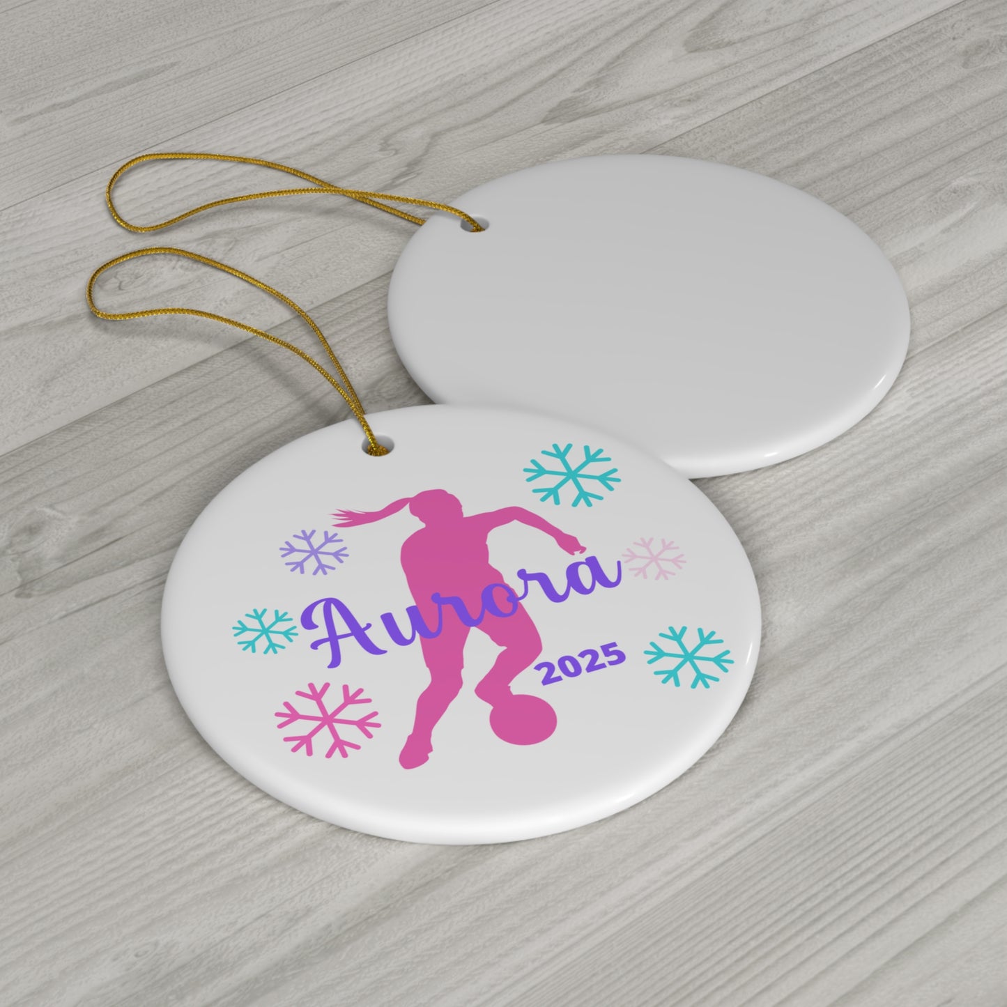 Soccer Ornament, Personalized Girls Soccer Christmas Ornament, 2025 Ceramic Tree Ornament for Women, Gift for Mom, Wife, Grandma