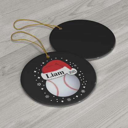 Baseball Ornament, Personalized Baseball Christmas Ornament, Ceramic Tree Ornament for Baseball Players