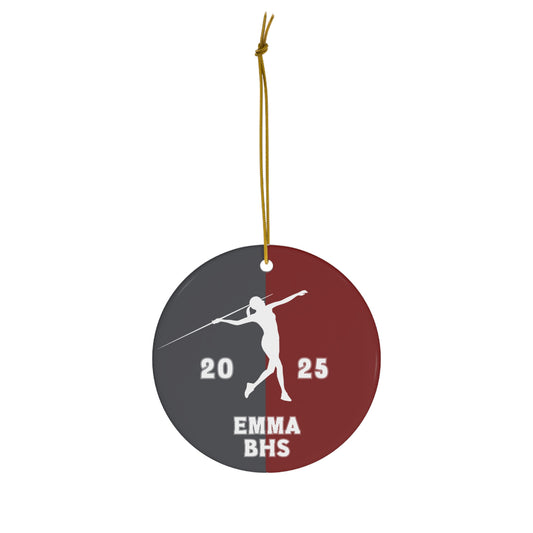 Javelin Ornament, 2025 Personalized Girls Track and Field Christmas Ornament, Ceramic Tree Ornament