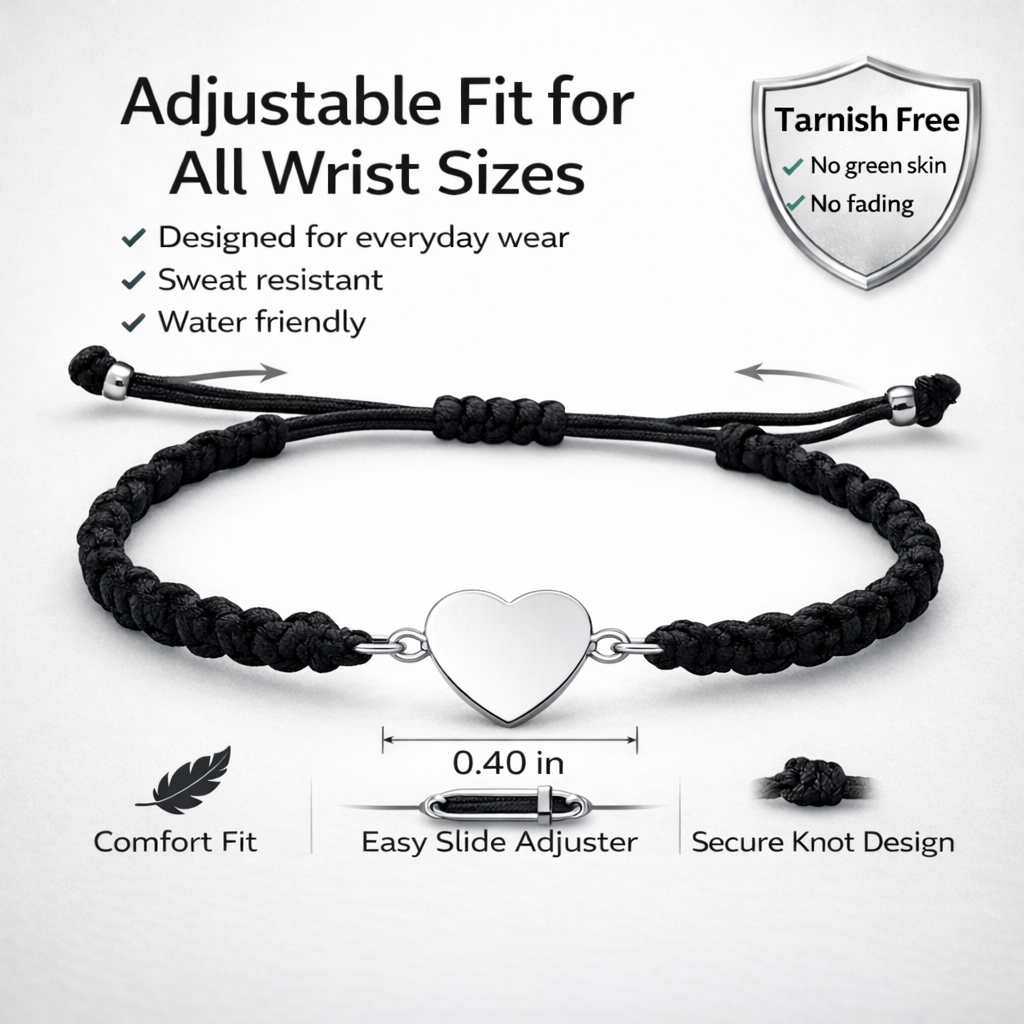 Personalized Engraved Cheer Heart Rope Bracelet