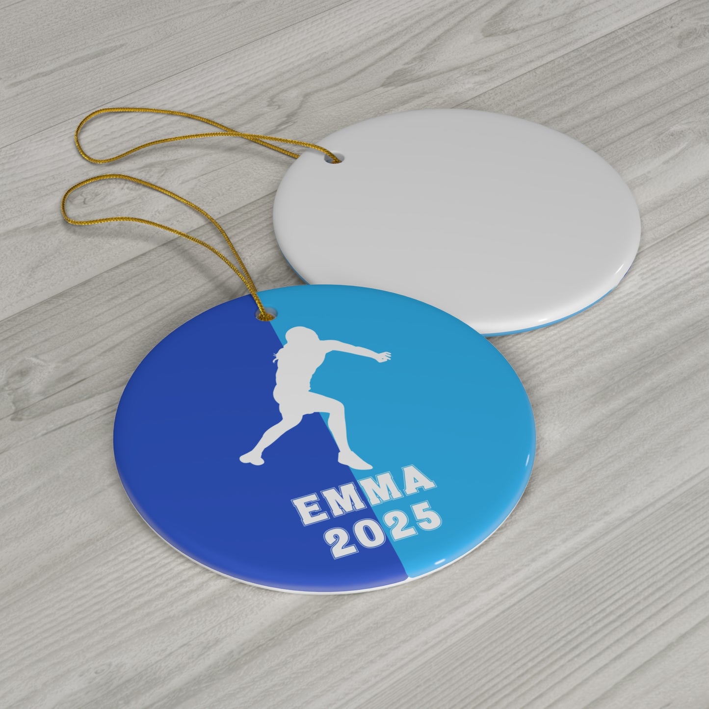 Shot Put Ornament, 2025 Personalized Girls Track and Field Christmas Ornament, Ceramic Tree Ornament