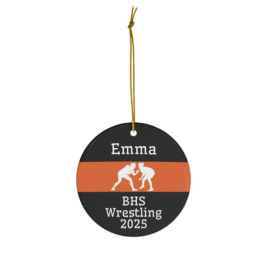 Girls Wrestling Ornament, 2025 Personalized Wrestling Christmas Ornament, Ceramic Tree Ornament for Wrestlers, Team Colors
