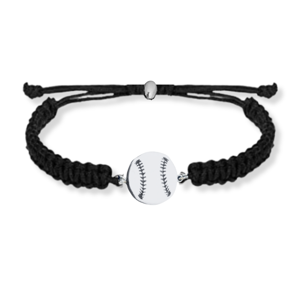 black Baseball Stainless Steel Rope Bracelet - Pick Color