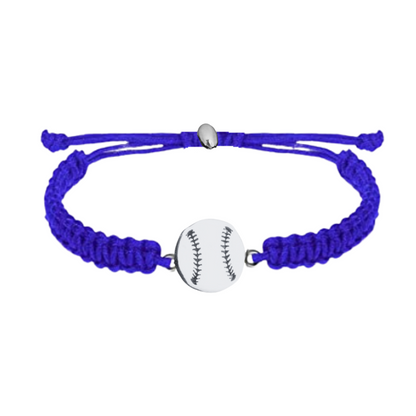 blue Baseball Stainless Steel Rope Bracelet - Pick Color