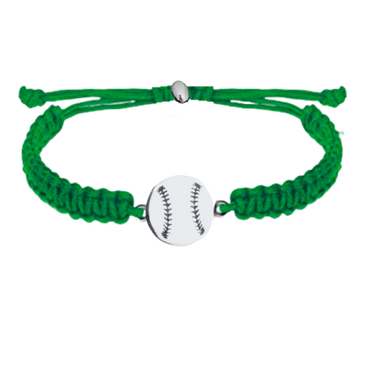 green Baseball Stainless Steel Rope Bracelet - Pick Color