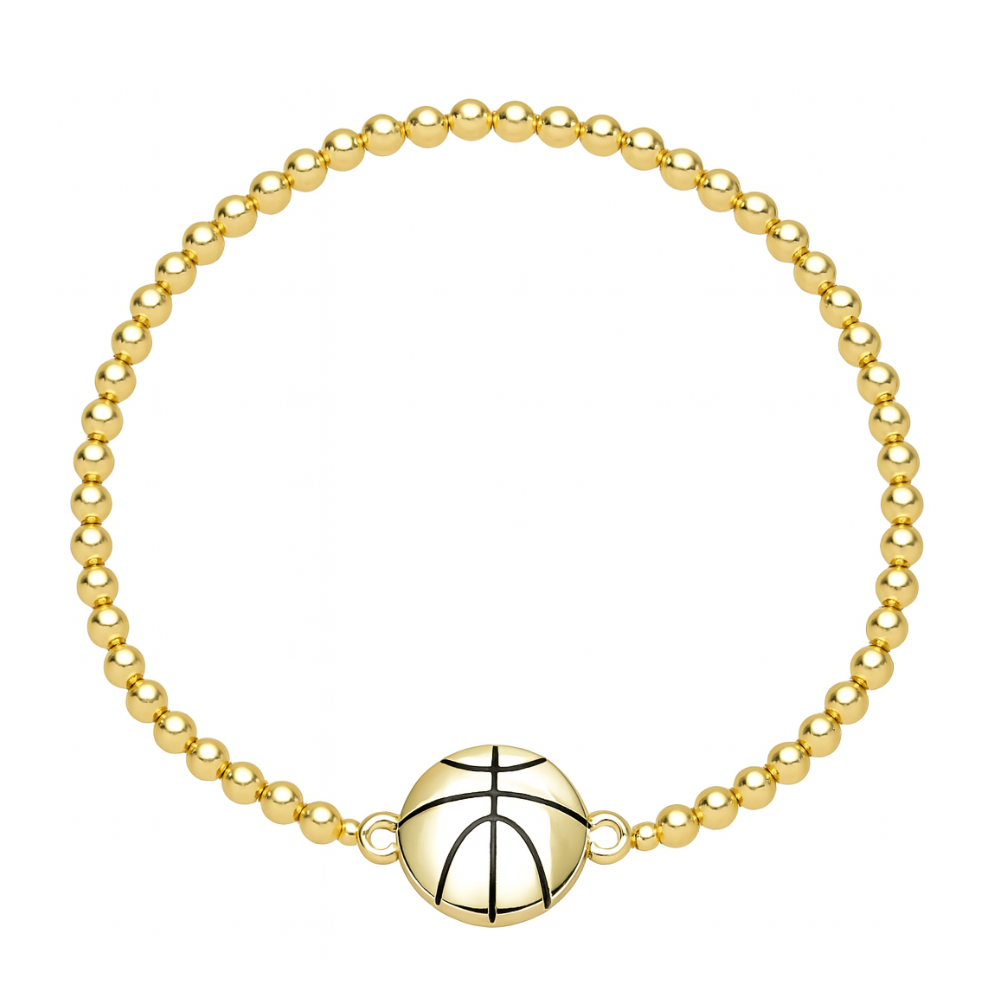 basketball 14k Gold Beaded Bracelet for women teens girls, basketball gift