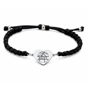 Personalized Engraved Basketball Heart Rope Bracelet