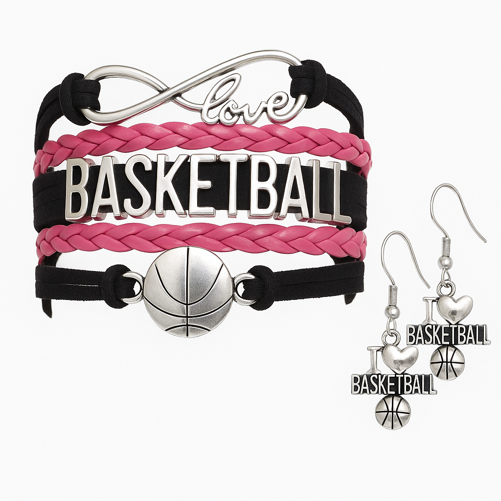 Basketball Jewelry Set ( Bracelet & Earrings)