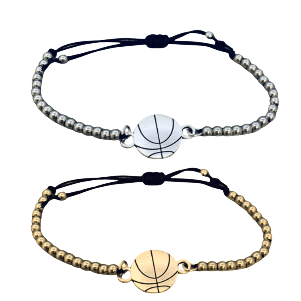 Basketball Adjustable Beaded Bracelet
