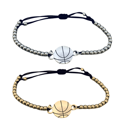 Basketball Adjustable Beaded Bracelet