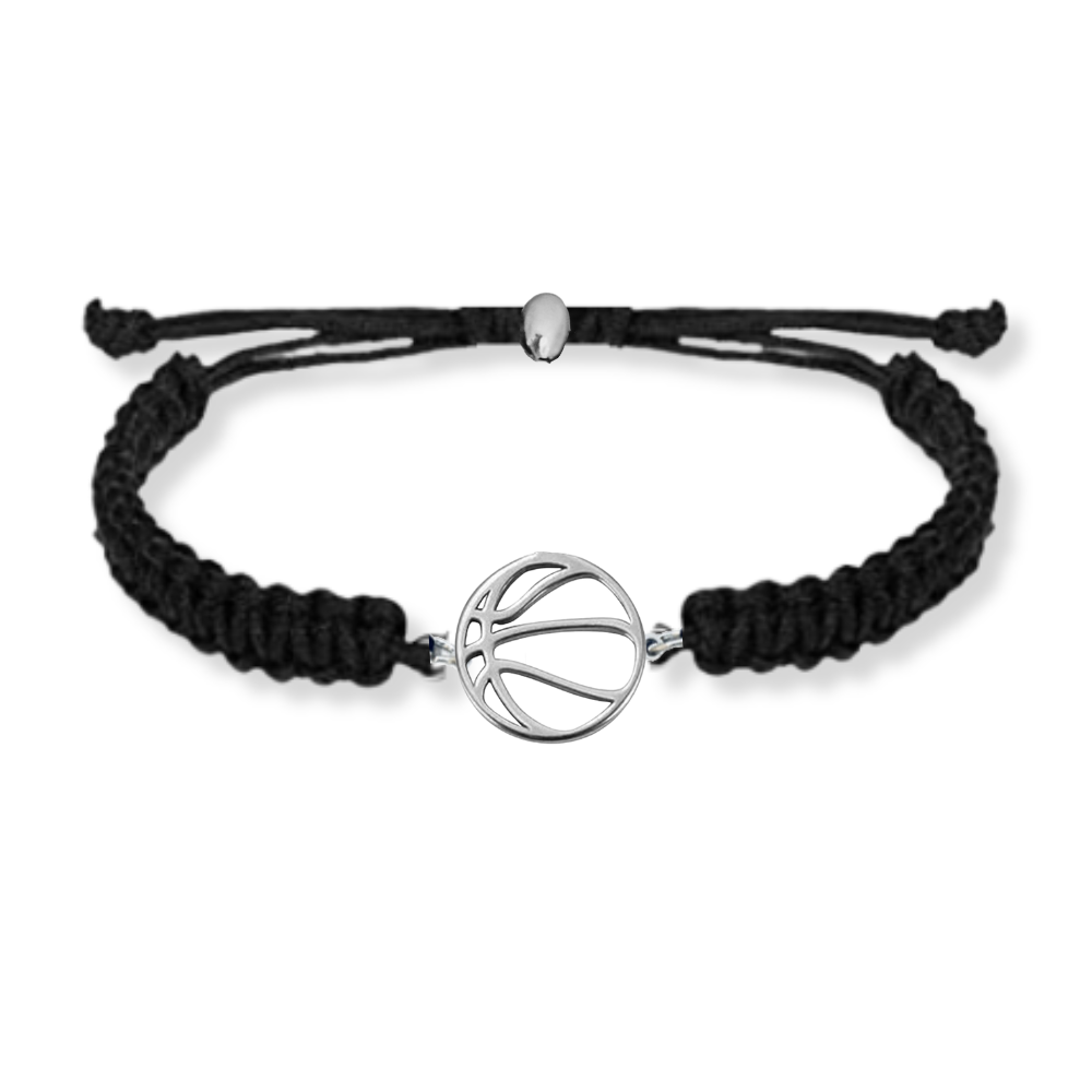 black Basketball Stainless Steel Rope Bracelet -