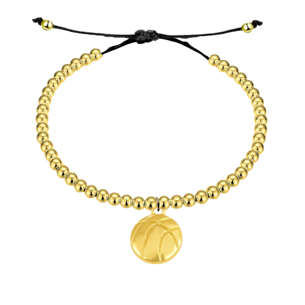 Basketball Beaded Gold Hanging Charm Slider Bracelet