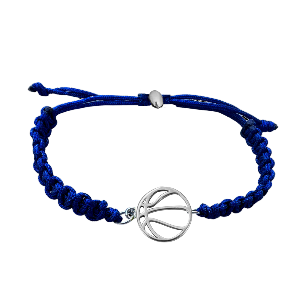 navy Basketball Stainless Steel Rope Bracelet -