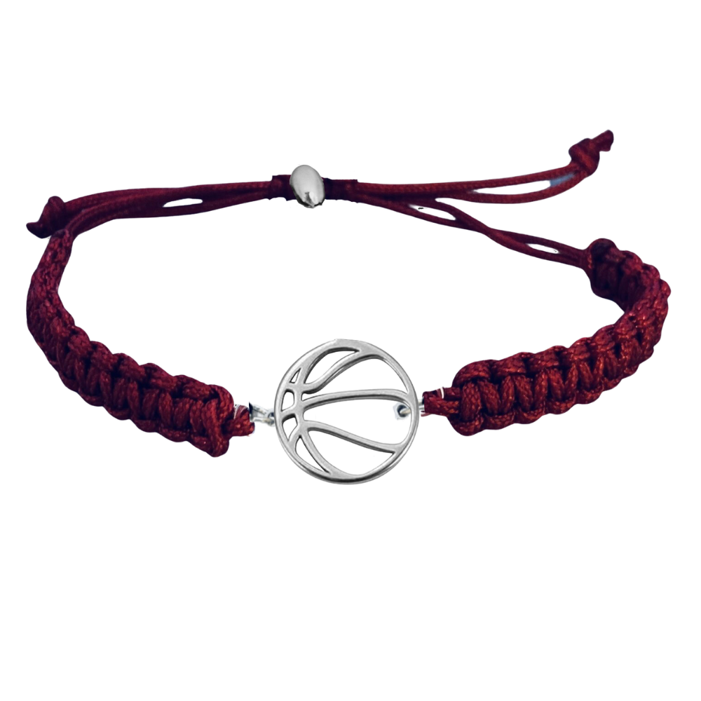 maroon Basketball Stainless Steel Rope Bracelet -