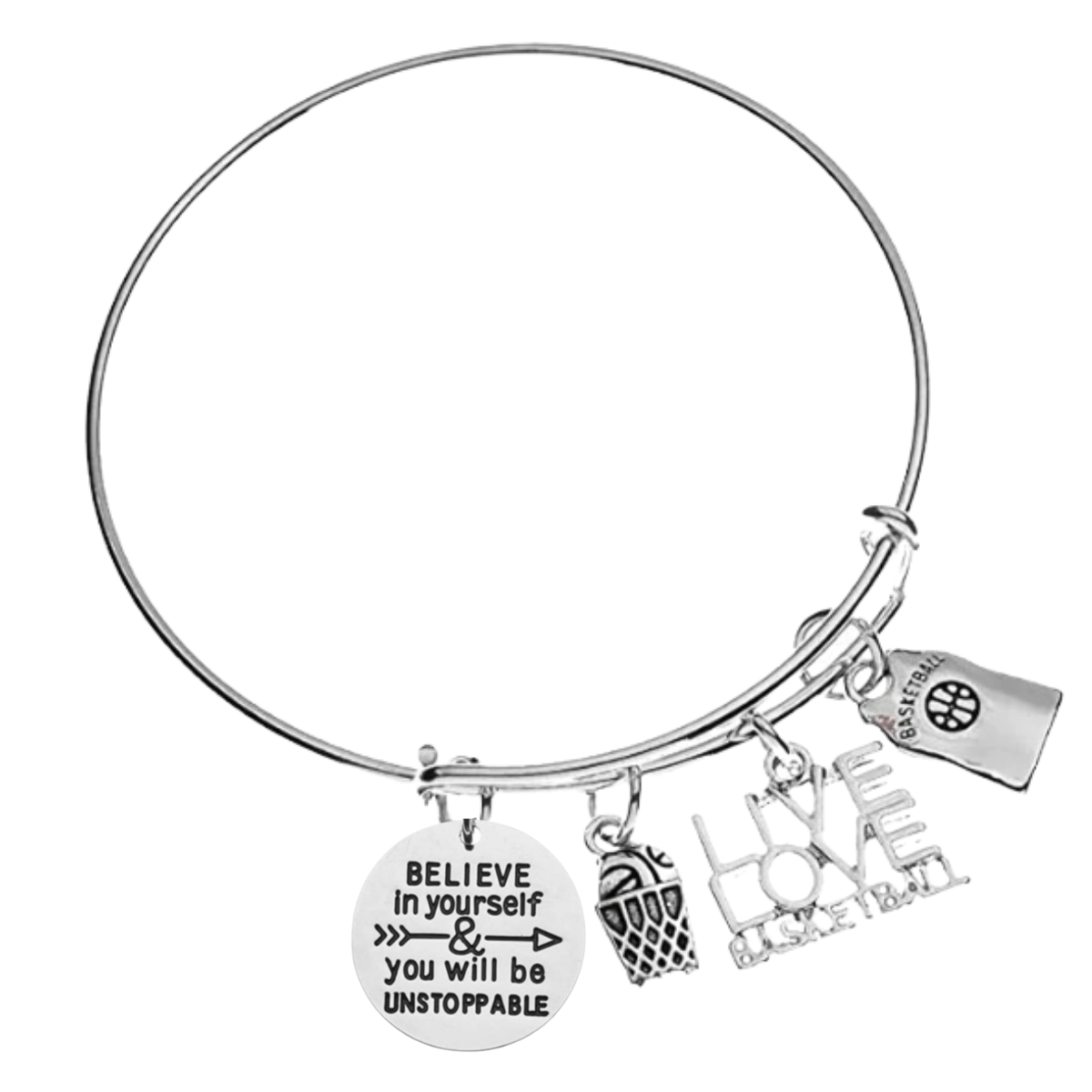 Girls Basketball Bracelet - Pick Charm - Sportybella