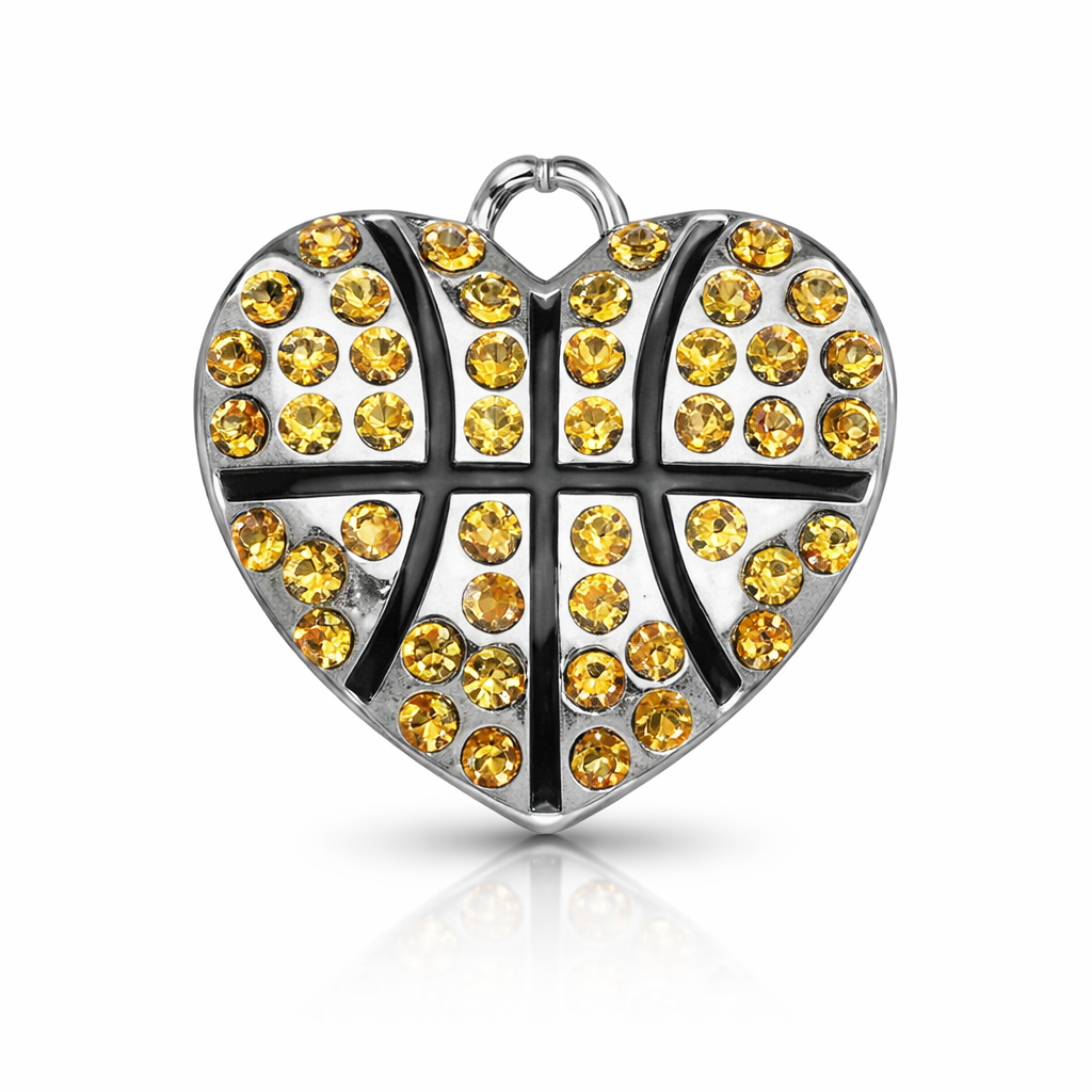 Basketball CZ Heart Charm
