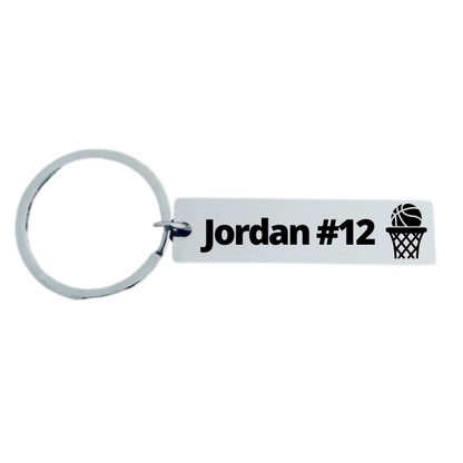 Personalized Engraved Basketball Bar Keychain