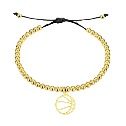 Basketball Beaded Gold Hanging Charm Slider Bracelet