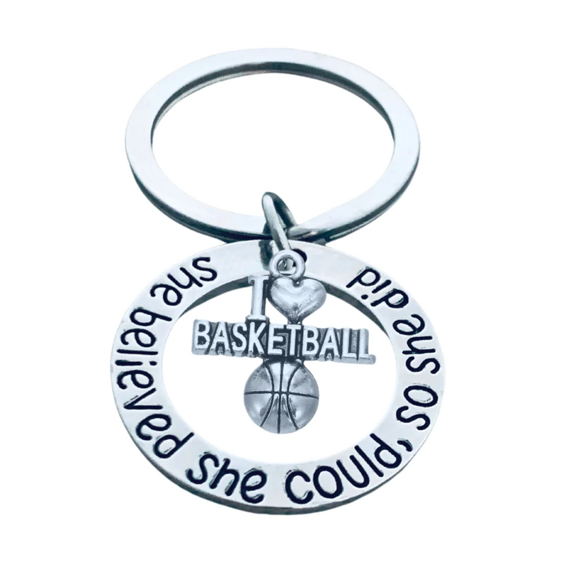 Girls Basketball Keychain Rhinestone She Believed She Could So She Did