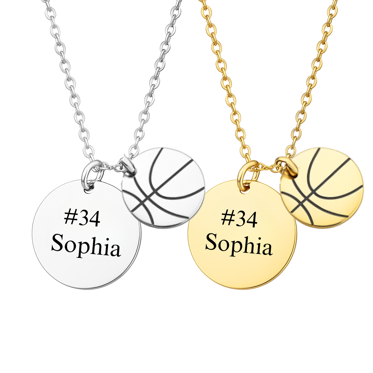 Engraved Basketball Necklace