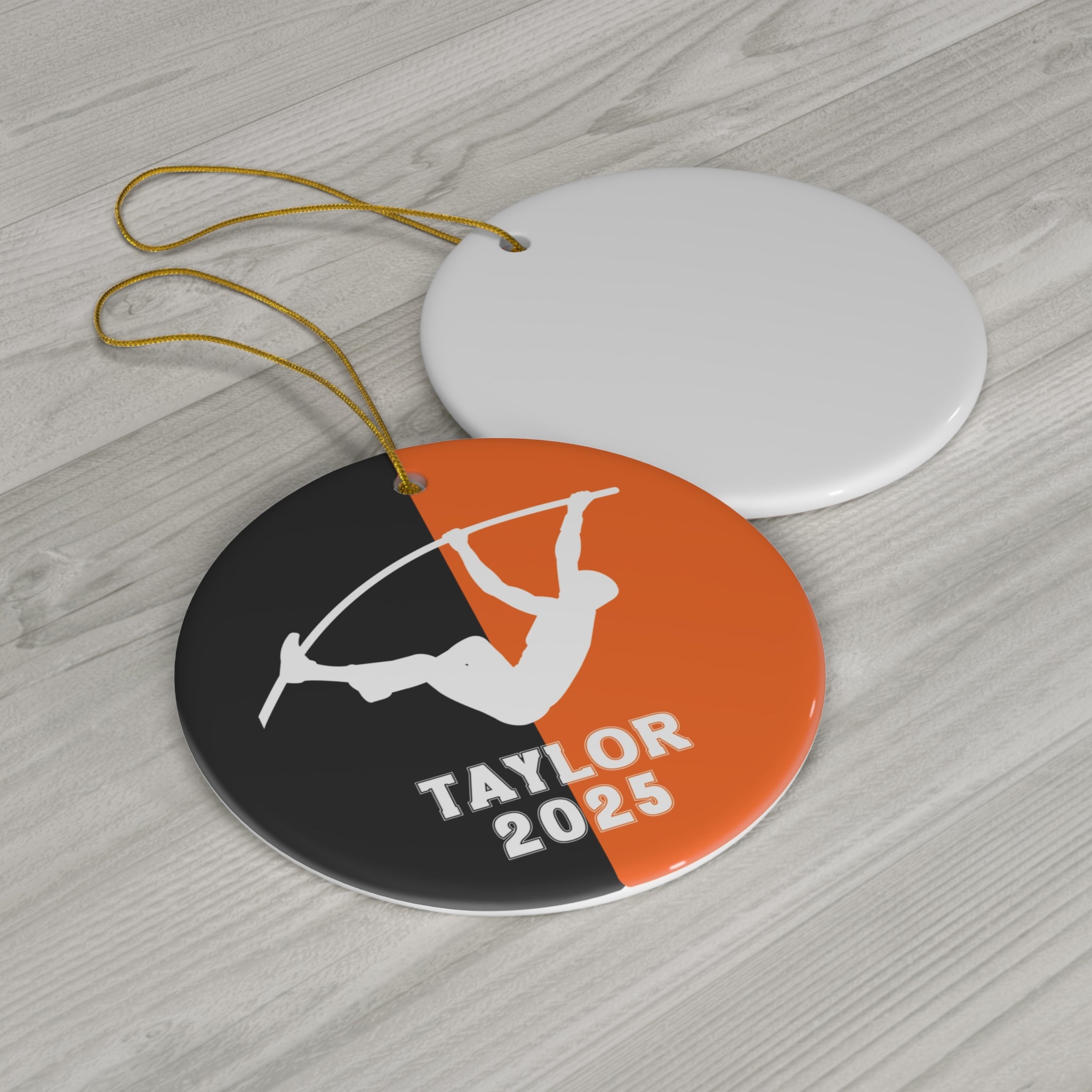 Pole Vault Ornament, 2025 Personalized Boys Track and Field Christmas Ornament, Ceramic Tree Ornament