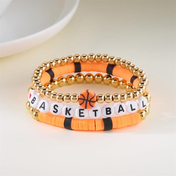 Basketball Stackable 3pc Bracelet Set