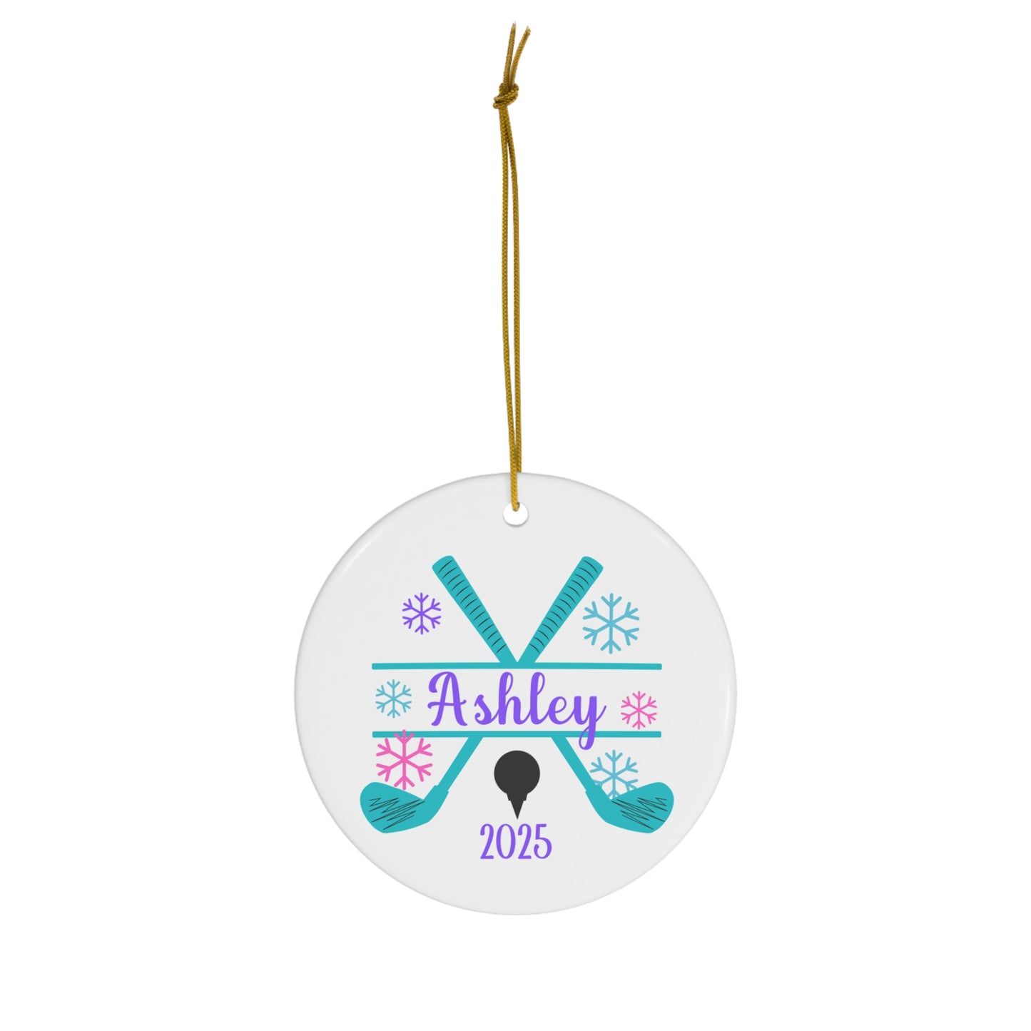 Personalized Christmas Ceramic Golf Ornament