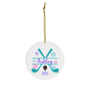 Personalized Christmas Ceramic Golf Ornament