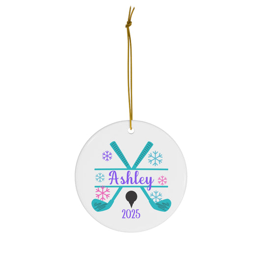 Personalized Christmas Ceramic Golf Ornament