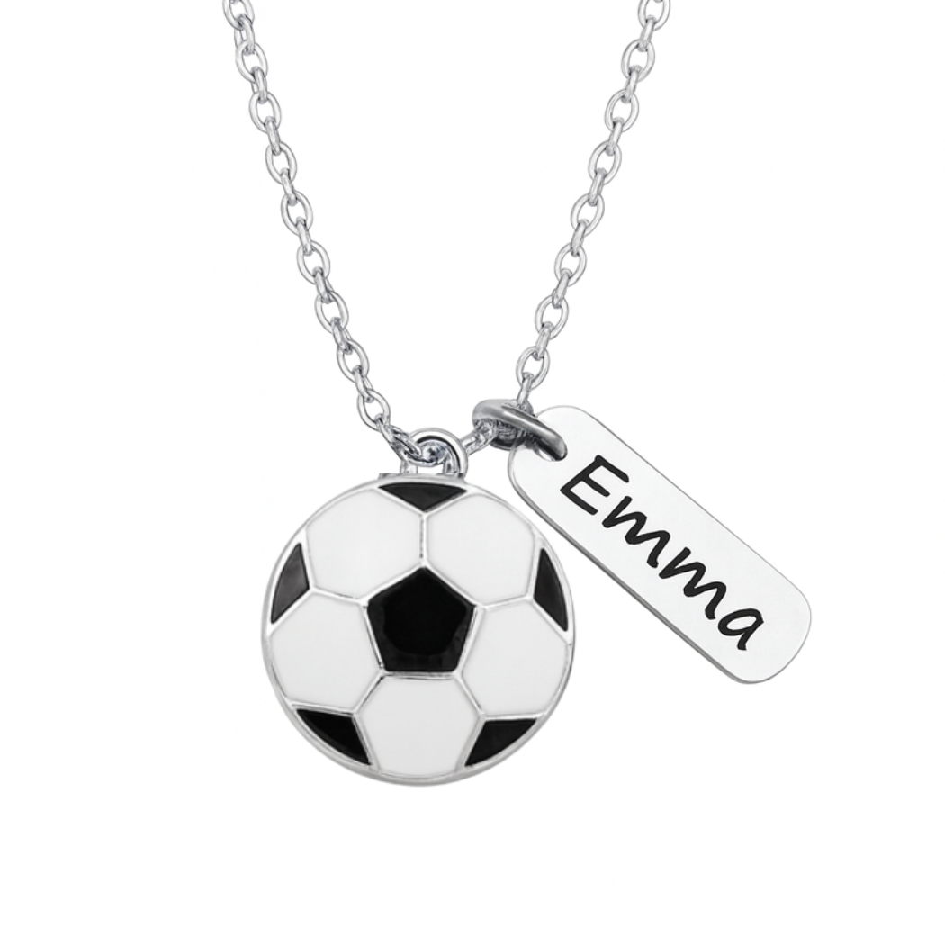 Soccer Engraved Tag Charm Necklace