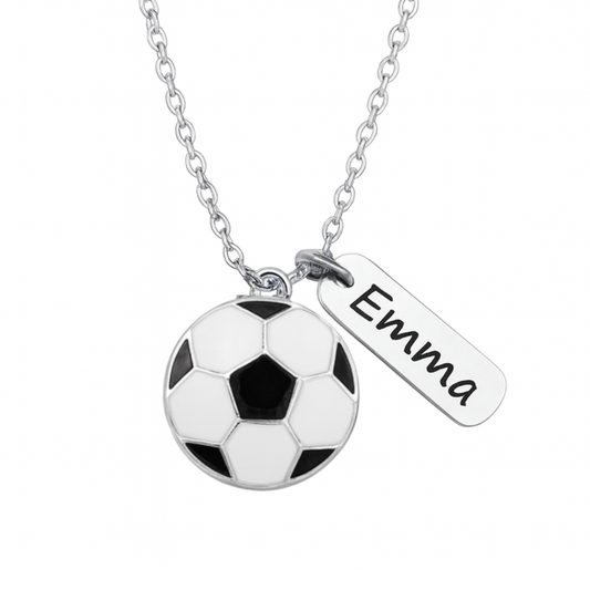 Soccer Engraved Tag Charm Necklace