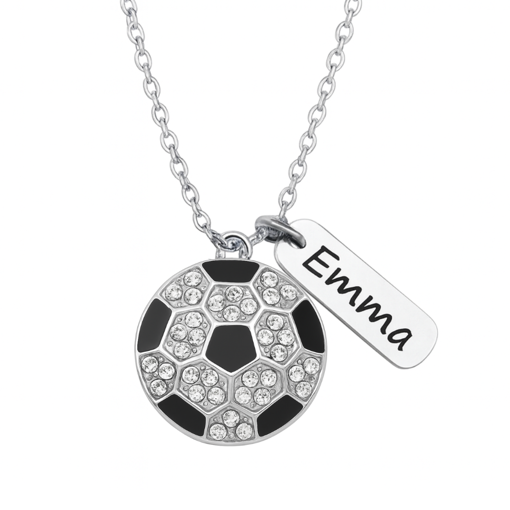 Soccer Engraved Tag Charm Necklace