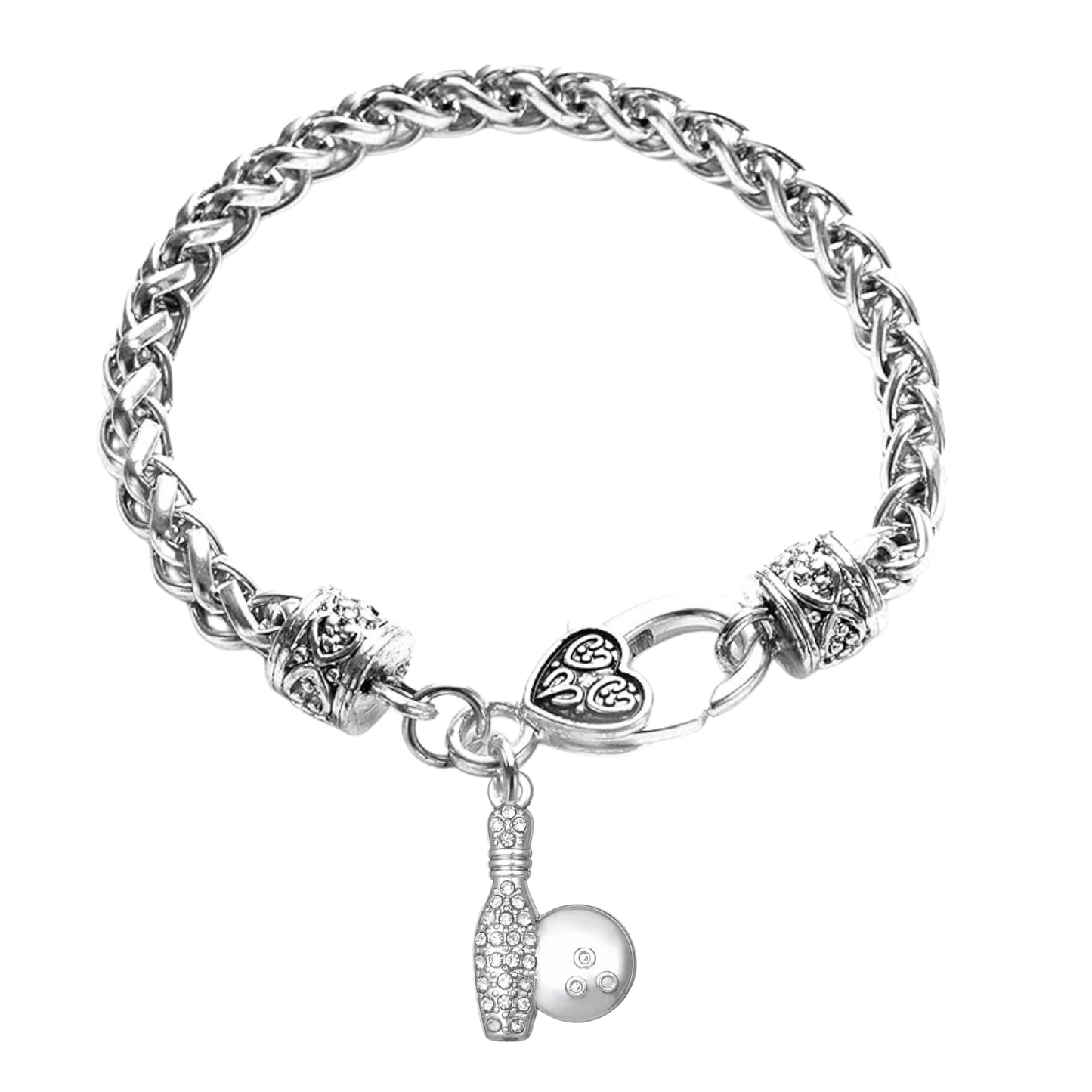 Bowling Charm Silver Rope Bracelet