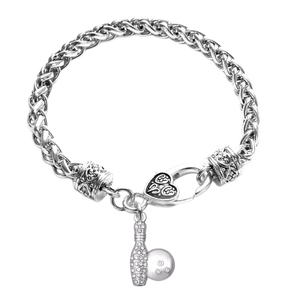 Bowling Charm Silver Rope Bracelet