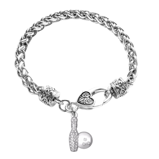 Bowling Charm Silver Rope Bracelet