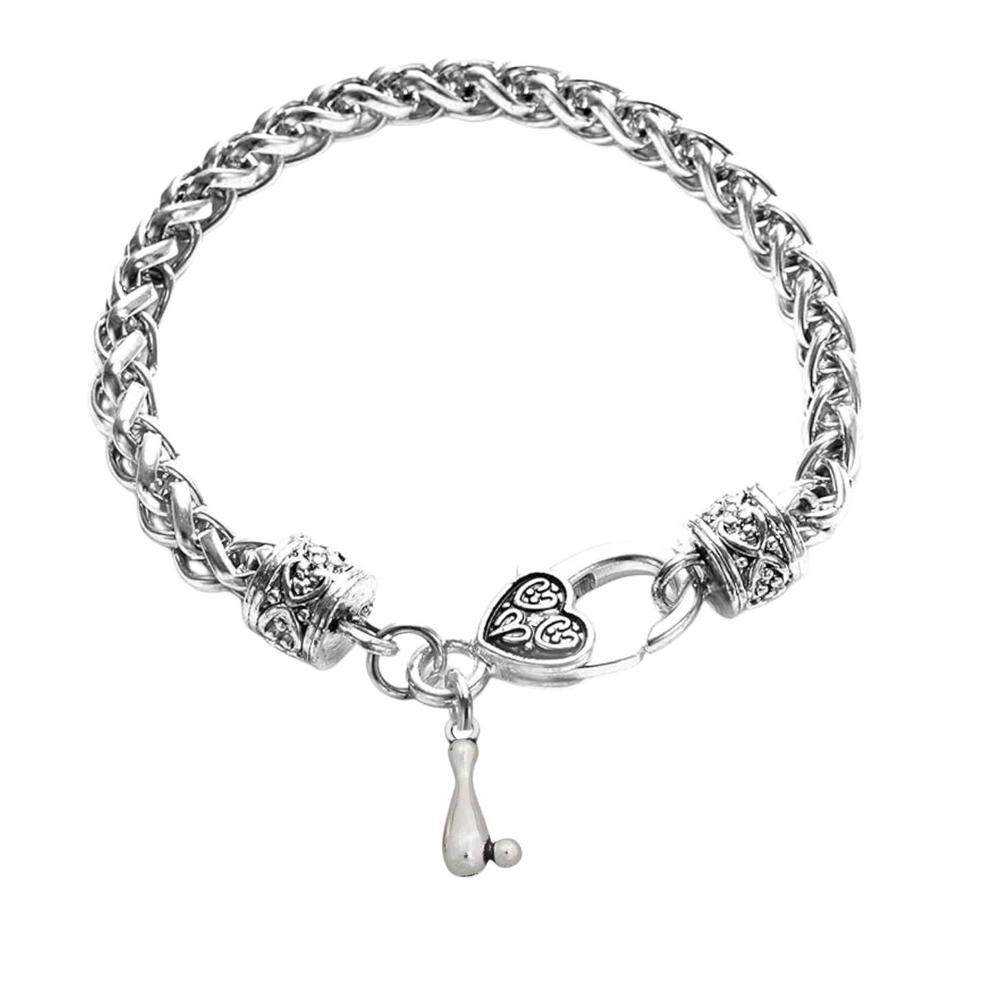 Bowling Charm Silver Rope Bracelet
