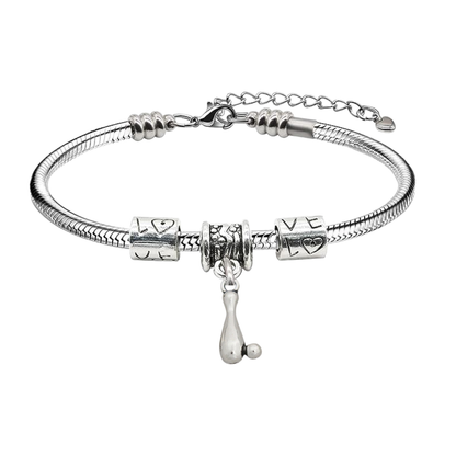Bowling Charm Silver Snake Bracelet