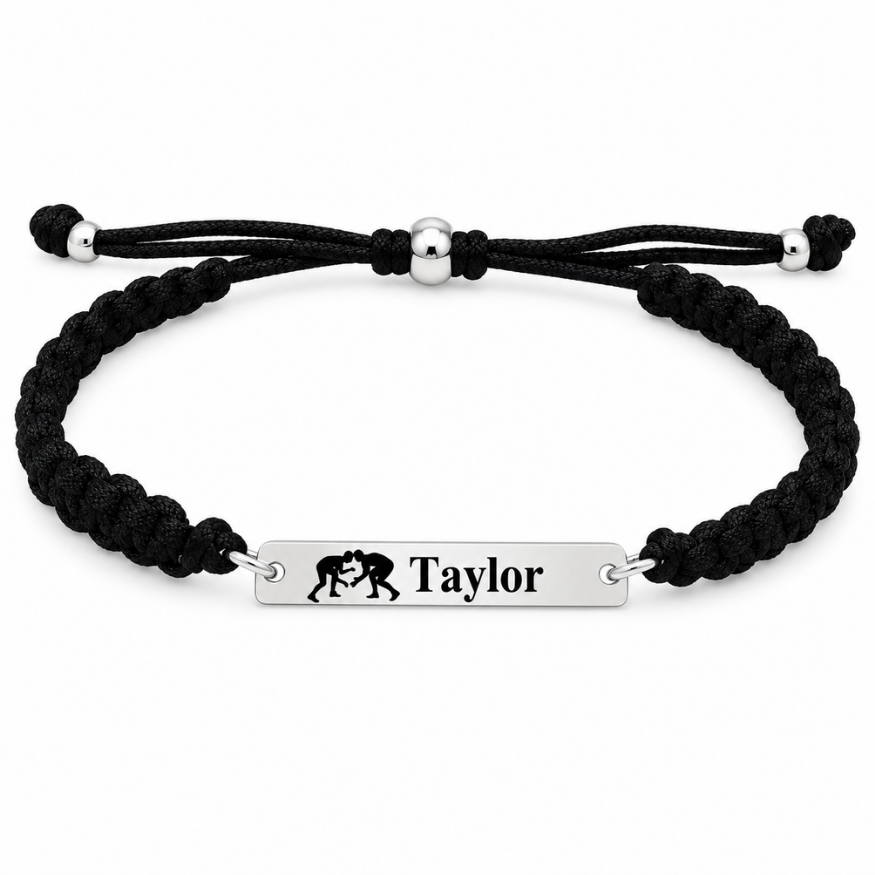 Personalized Engraved Wrestling Bar Rope Bracelet