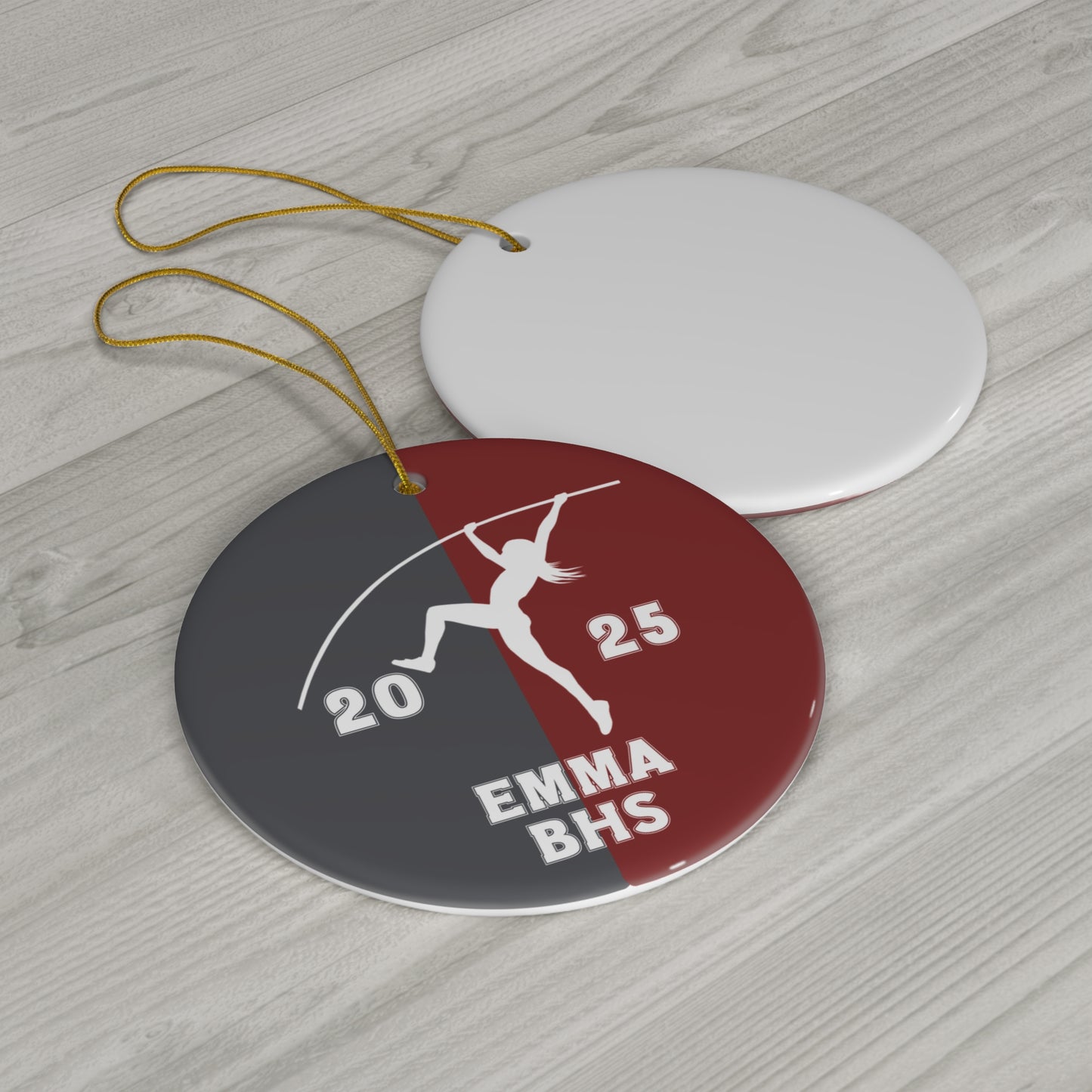 Pole Vault Ornament, 2025 Personalized Girls Track and Field Christmas Ornament, Ceramic Tree Ornament