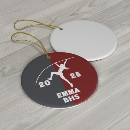 Pole Vault Ornament, 2025 Personalized Girls Track and Field Christmas Ornament, Ceramic Tree Ornament