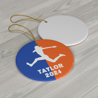 Triple Jump Ornament, 2024 Personalized Girls Track and Field Christmas Ornament, Ceramic Tree Ornament