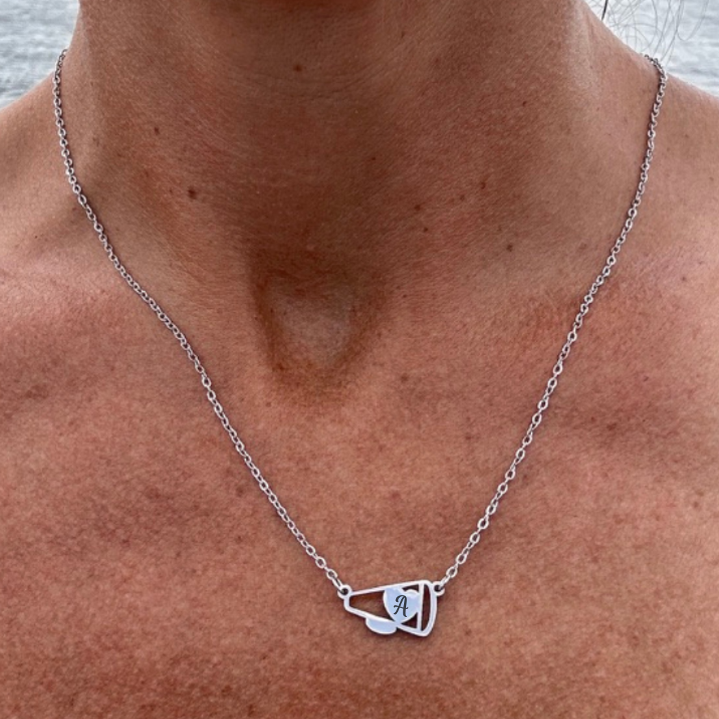 Personalized Cheer Heart Megaphone Necklace