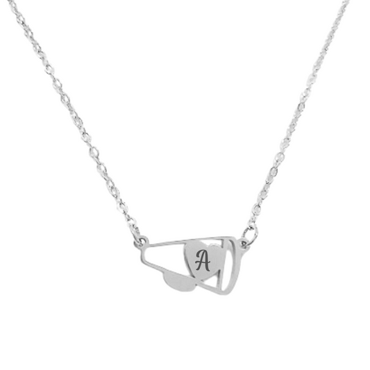 Personalized Cheer Heart Megaphone Necklace