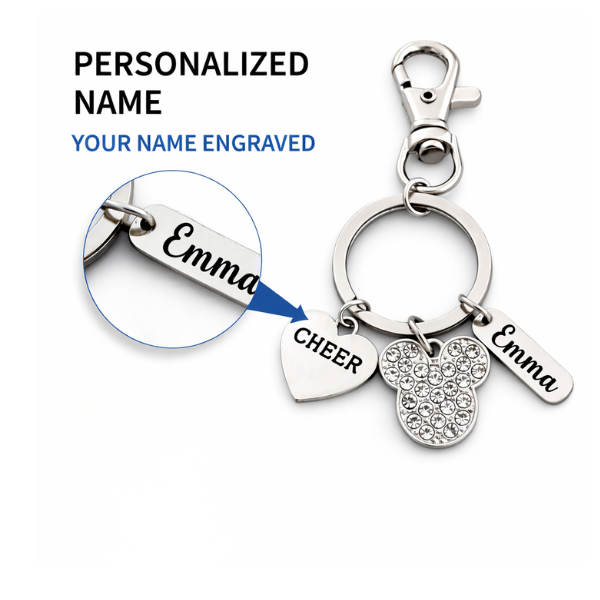 Personalized Cheer D2 Summit Worlds Zipper Pull Keychain