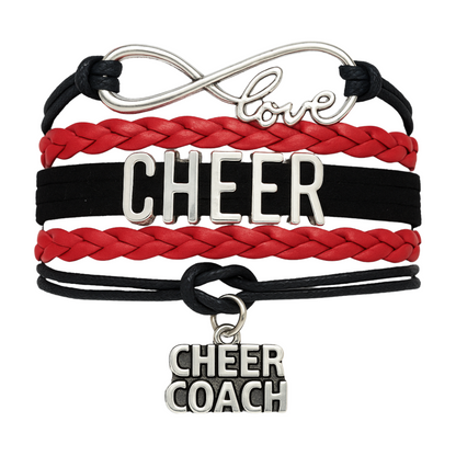 Cheer Coach Infinity Bracelet - Pick Colors & Charms