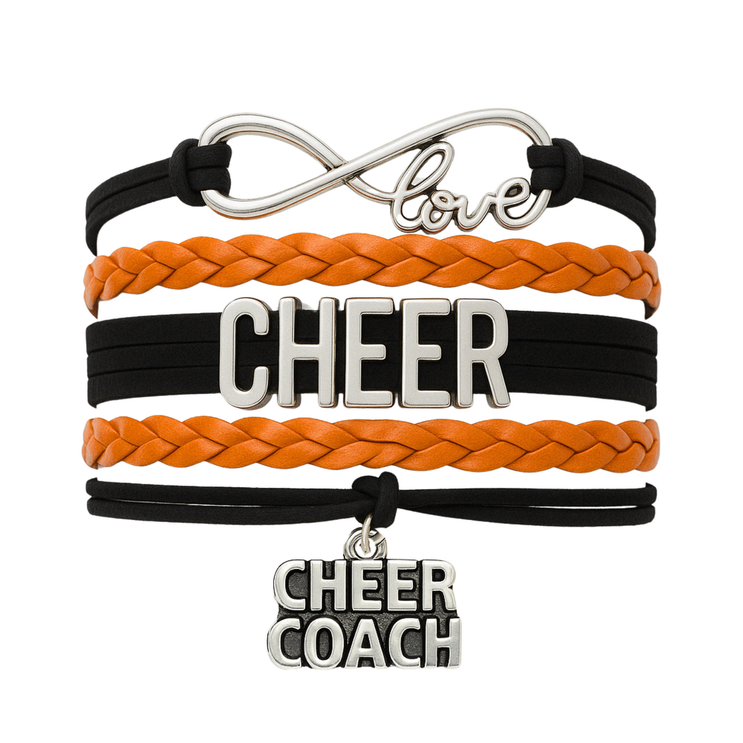 Cheer Coach Infinity Bracelet - Pick Colors & Charms