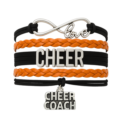Cheer Coach Infinity Bracelet - Pick Colors & Charms