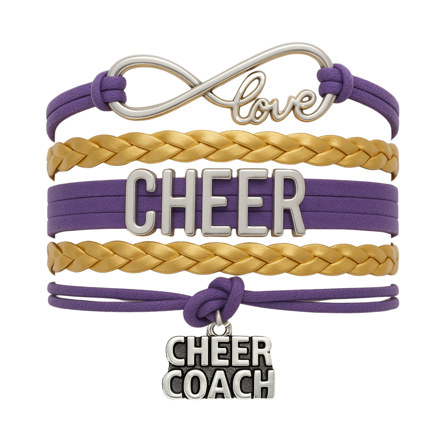 Cheer Coach Infinity Bracelet - Pick Colors & Charms